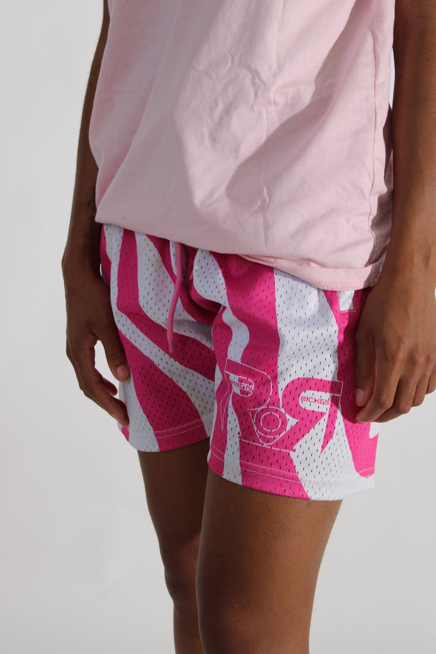 ROR Pink and White Unisex Signature Shorts