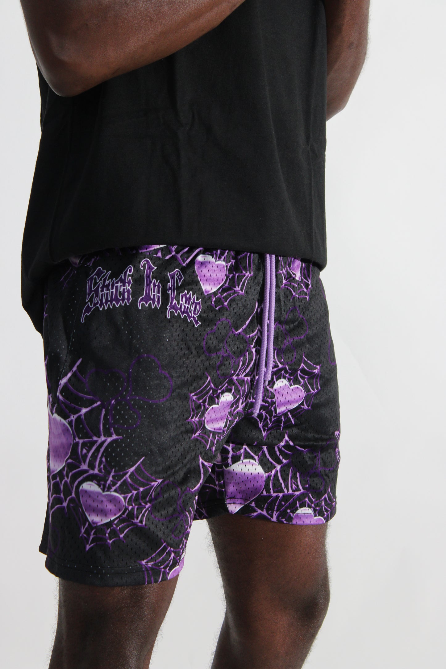 Stuck In Love Purple Unisex Mesh Shorts